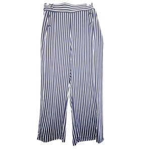 Robert Louis Sailor Pants Womens 1X Navy White Stripe Wide Leg Coastal